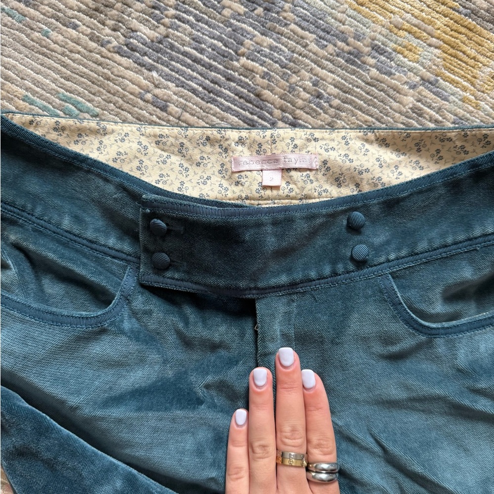 LOFT Teal Corduroy Pants with Button Detail